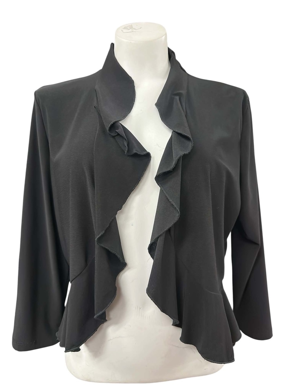 Jessica Black Ruffle Open-Front Blazer Size L